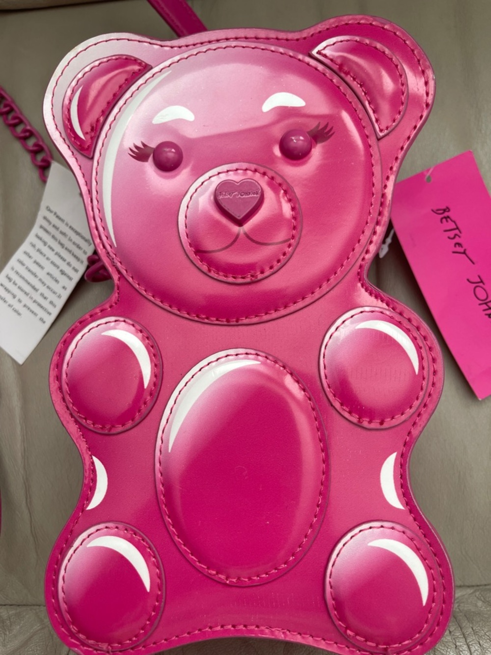 Betsey Johnson Teddy Gummy Bear OX Candy Crossbody Bag Pink - Picture 2 of 9